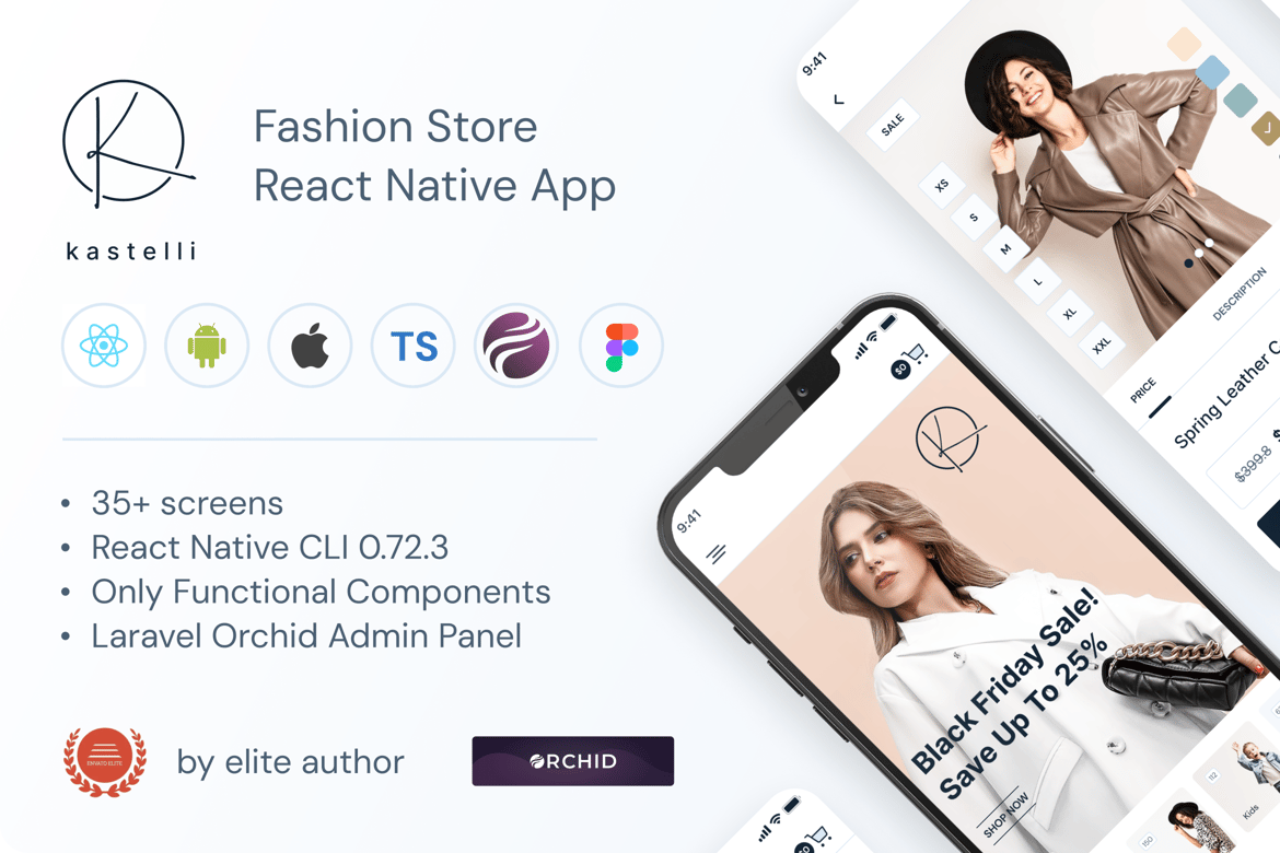 Kastelli - нативное приложение React для модной электронной коммерции