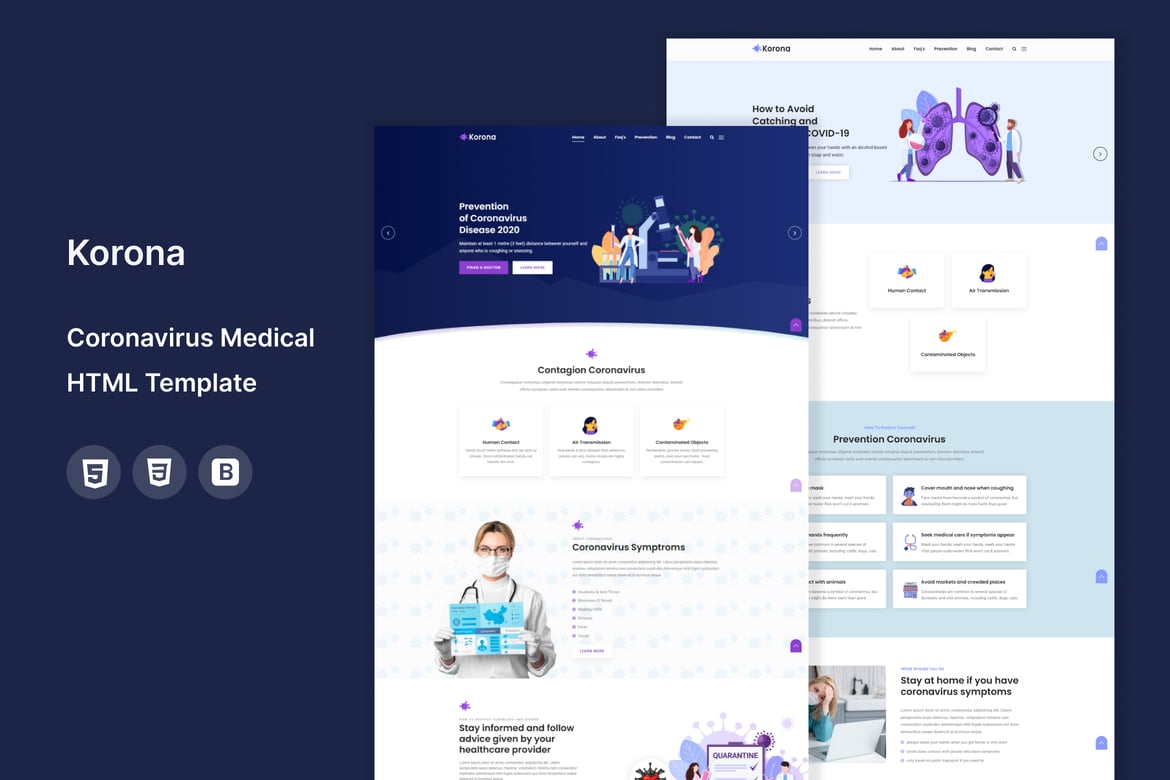 Шаблон для медицинской профилактики коронавируса Korona
