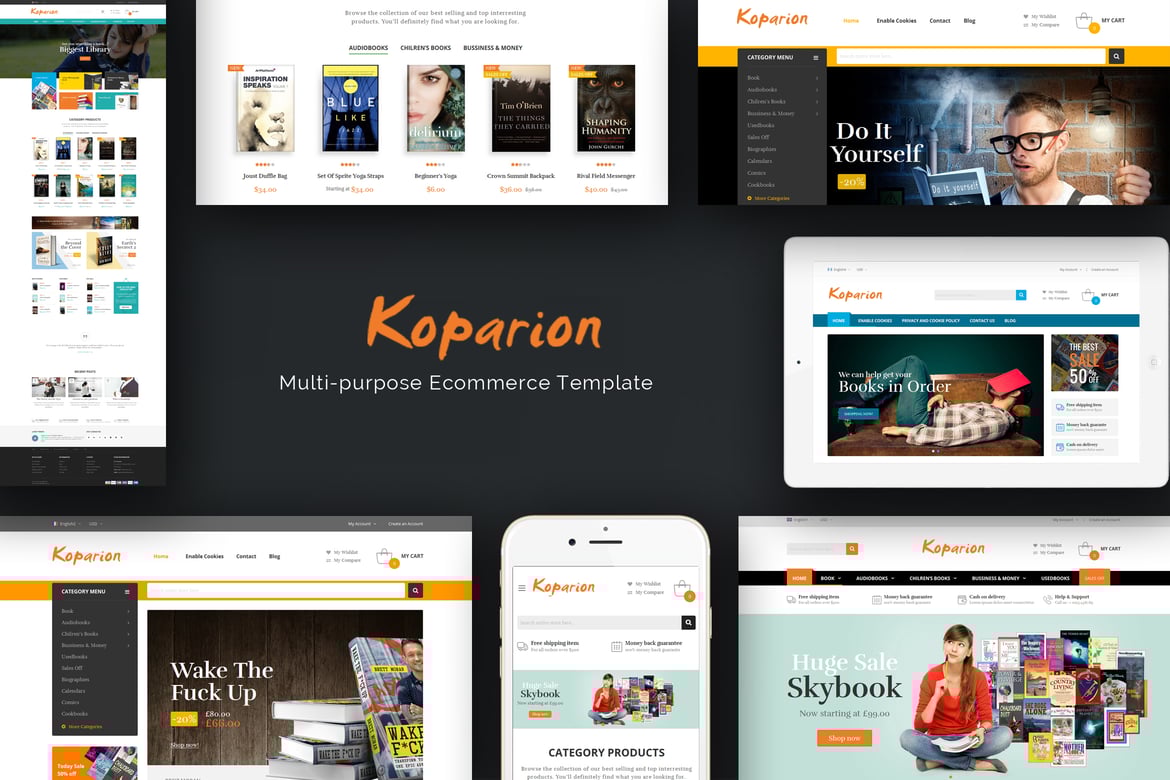 Koparion - адаптивная тема OpenCart для книжного магазина
