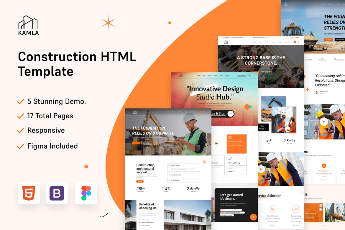 Шаблон HTML5 для строительства Kamla